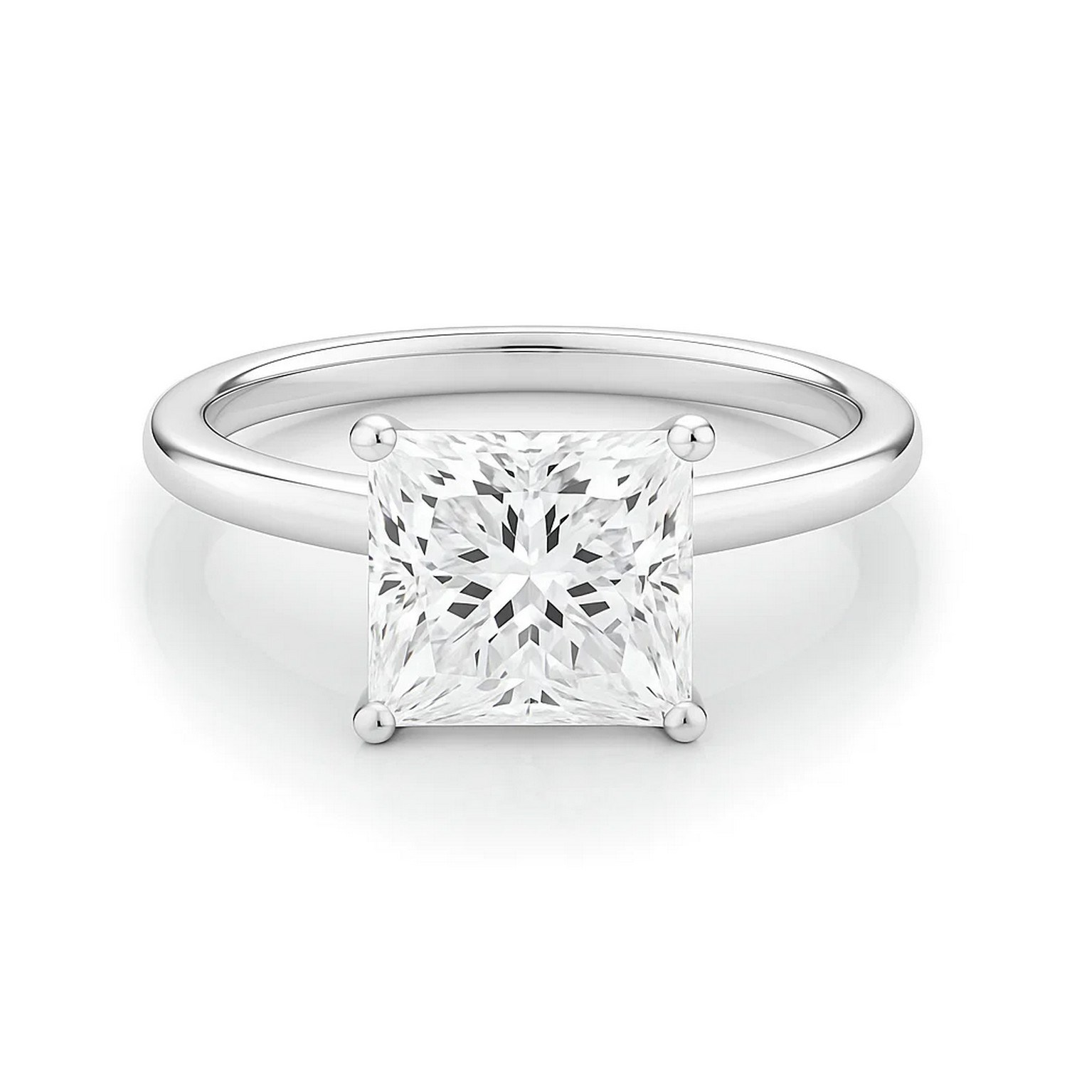 3 Carat Princess Lab Grown IGI G/VS1 Diamond Solitaire Ring in 14K White Gold thumbnail 4
