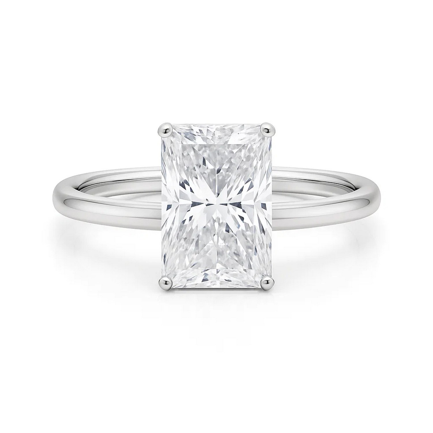 5 Carat Radiant Lab Grown IGI G/VS1 Diamond Solitaire Ring in 10K White Gold thumbnail 4