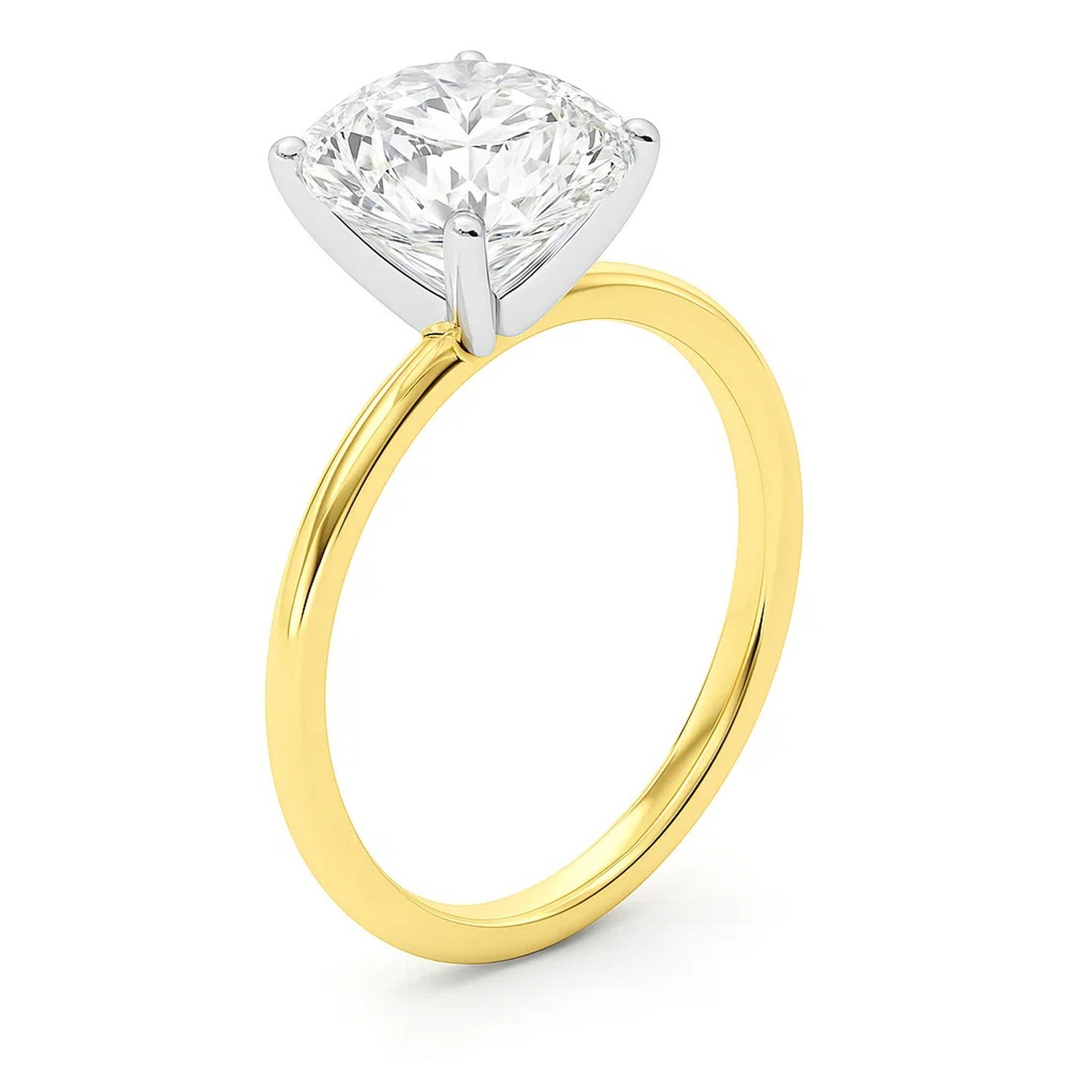 3 Carat Cushion Lab Grown IGI G/VS1 Diamond Solitaire Ring in 10K Yellow Gold thumbnail 3