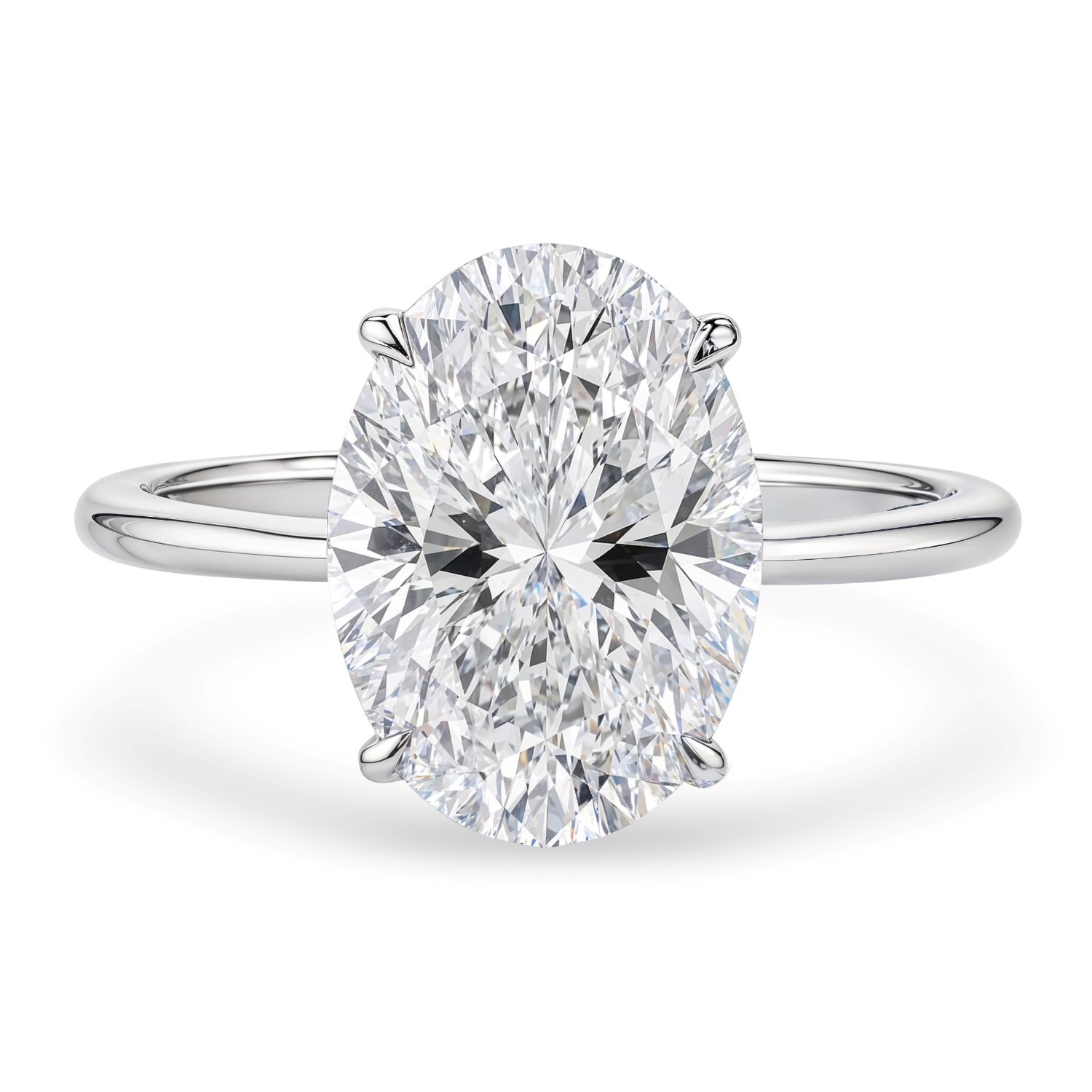 5 Carat Oval Lab Grown IGI G/VS1 Diamond Solitaire Ring in 14K White Gold thumbnail 3