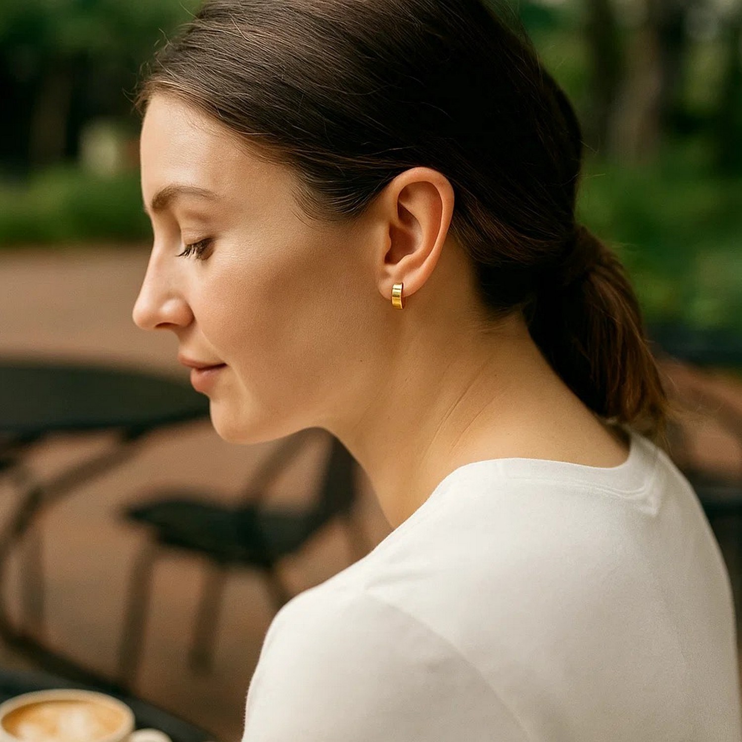 10k Yellow Gold Snuggable Hoop Earrings thumbnail 2