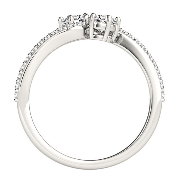 Curved Band Two Stone Diamond Ring in 14k White Gold (3/4 cttw) thumbnail 2