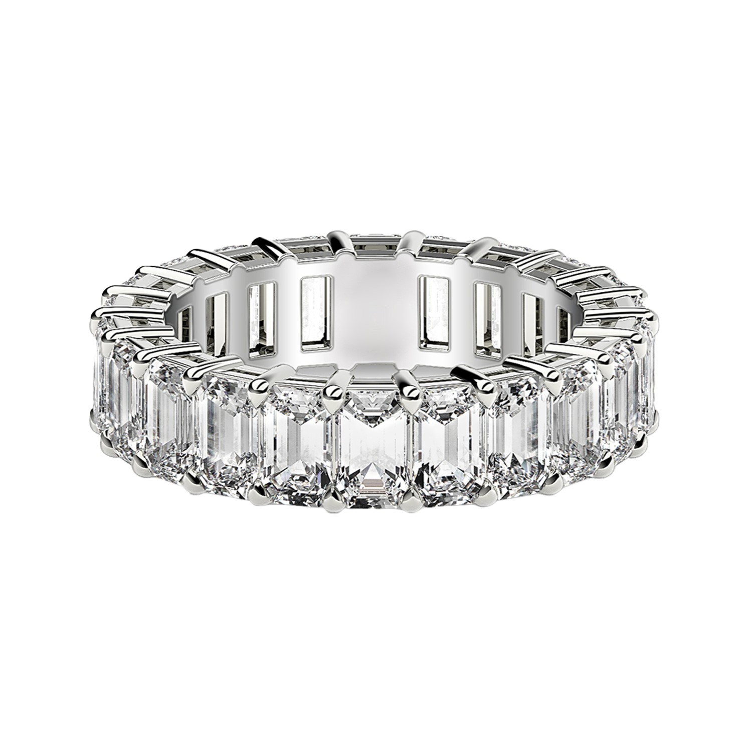 Emerald Cut Lab Grown Diamond Eternity Ring in 14k White Gold (3 cttw FG/VS2) thumbnail 2