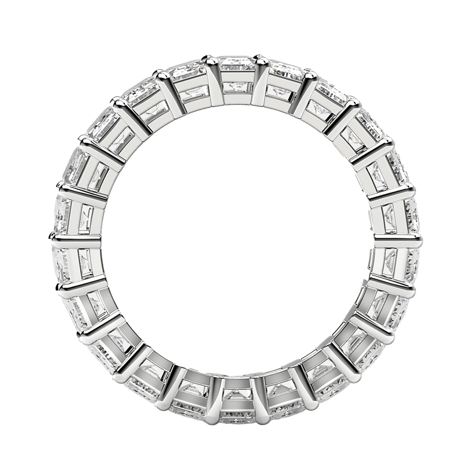 Emerald Cut Lab Grown Diamond Eternity Ring in 14k White Gold (3 cttw FG/VS2) thumbnail 3