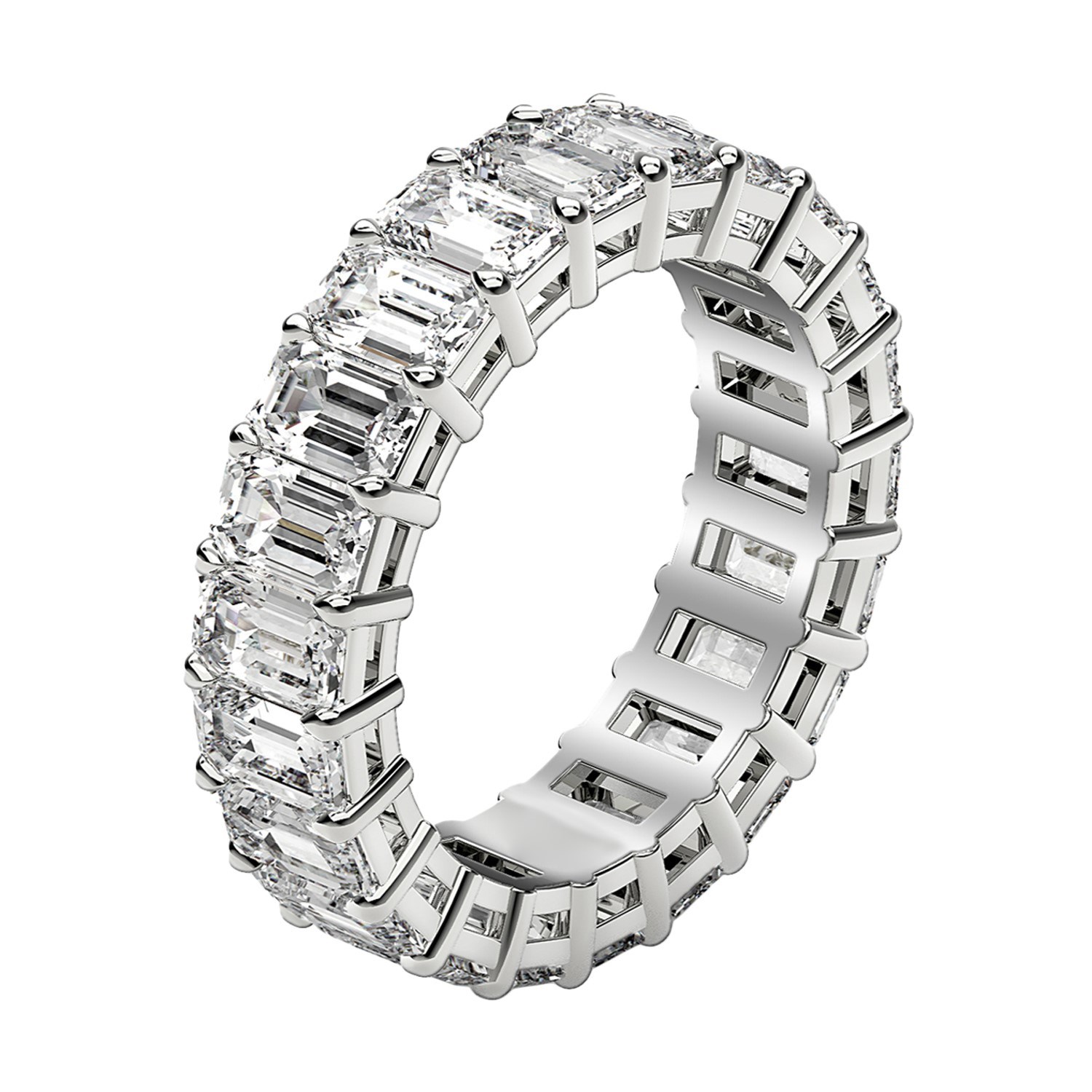 Emerald Cut Lab Grown Diamond Eternity Ring in 14k White Gold (3 cttw FG/VS2) thumbnail 4