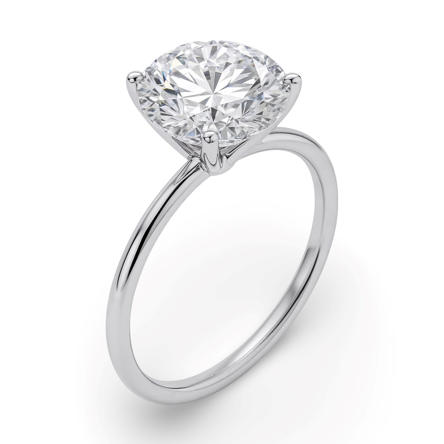 5 Carat Round Lab Grown IGI G/VS1 Diamond Solitaire Ring in 10K White Gold thumbnail 3