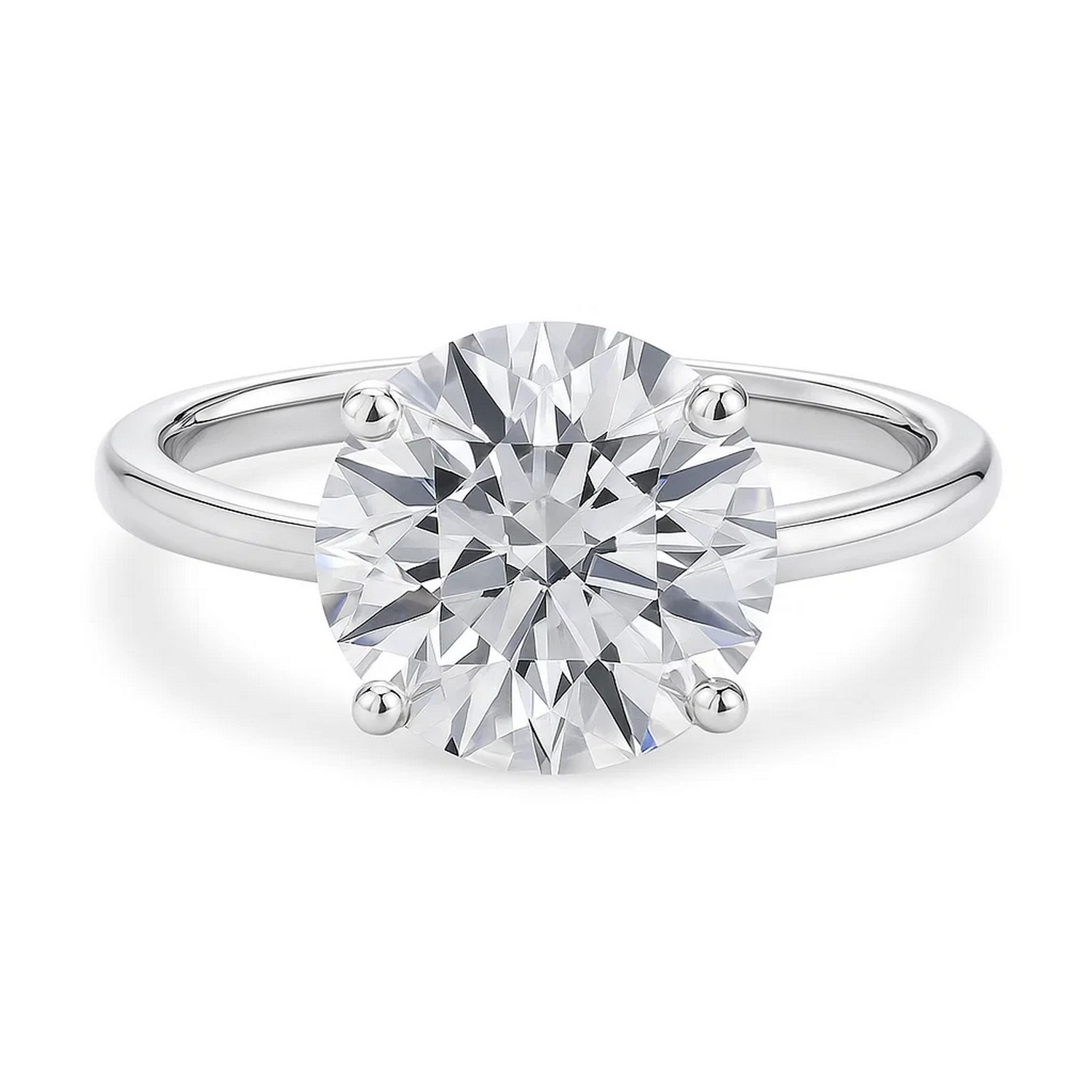 5 Carat Round Lab Grown IGI G/VS1 Diamond Solitaire Ring in 14K White Gold thumbnail 4