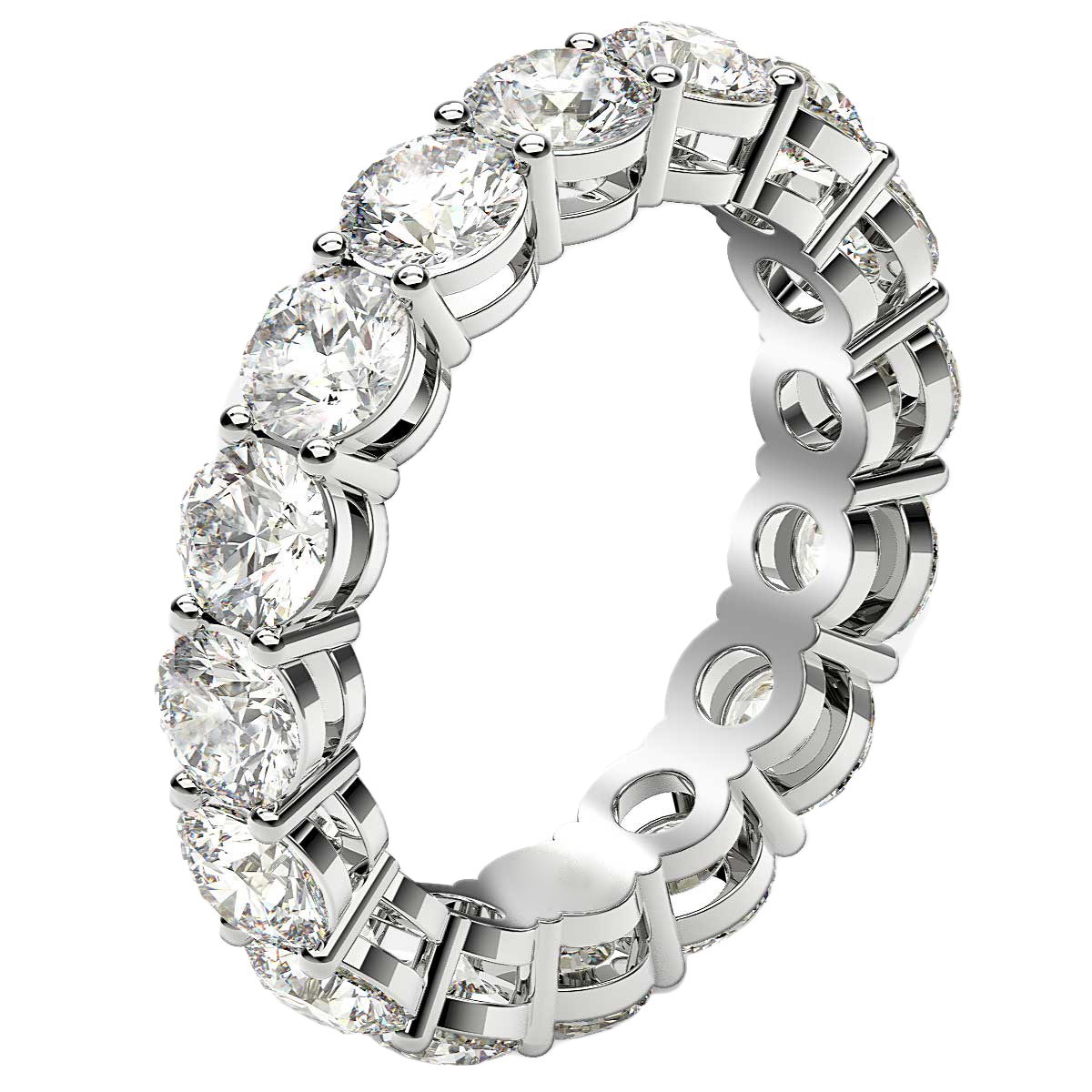 Round Cut Lab Grown Diamond Eternity Ring in 14k White Gold (4 cttw FG/VS2) thumbnail 4