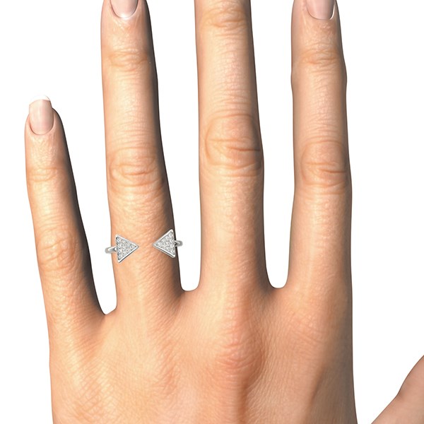 14k White Gold Diamond Arrowhead Open Ring (1/5 cttw) thumbnail 4