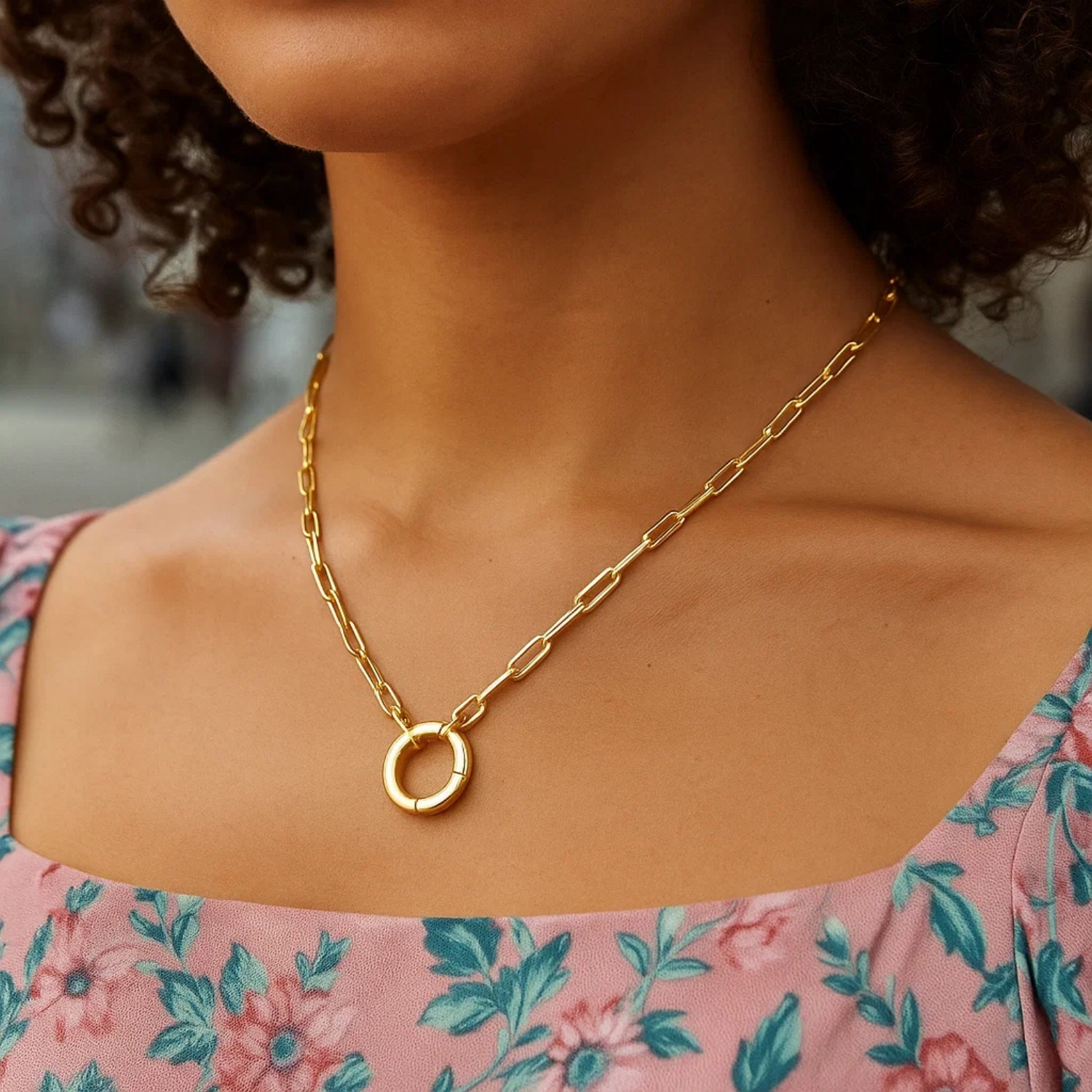 14k Yellow Gold High Polish The Invisible Paperclip Clasp Necklace thumbnail 3
