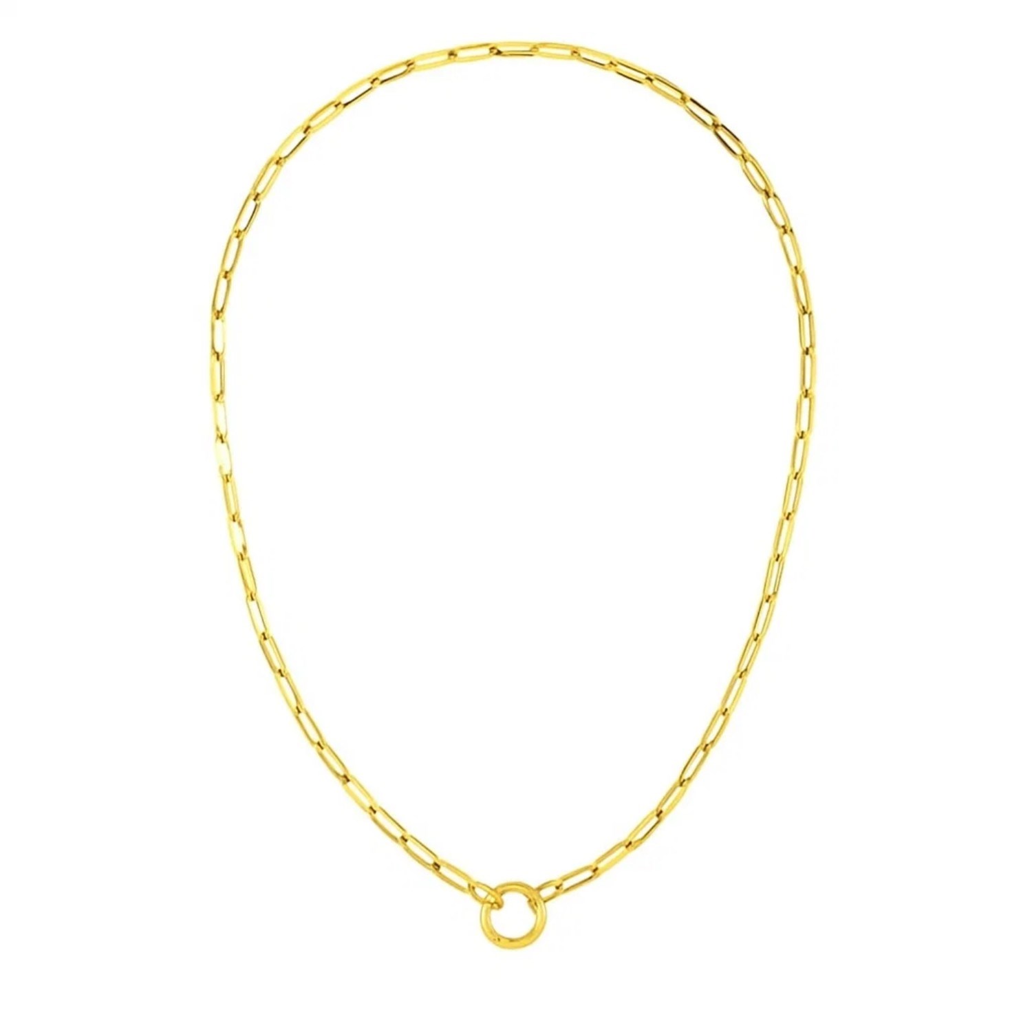 14k Yellow Gold High Polish The Invisible Paperclip Clasp Necklace thumbnail 4