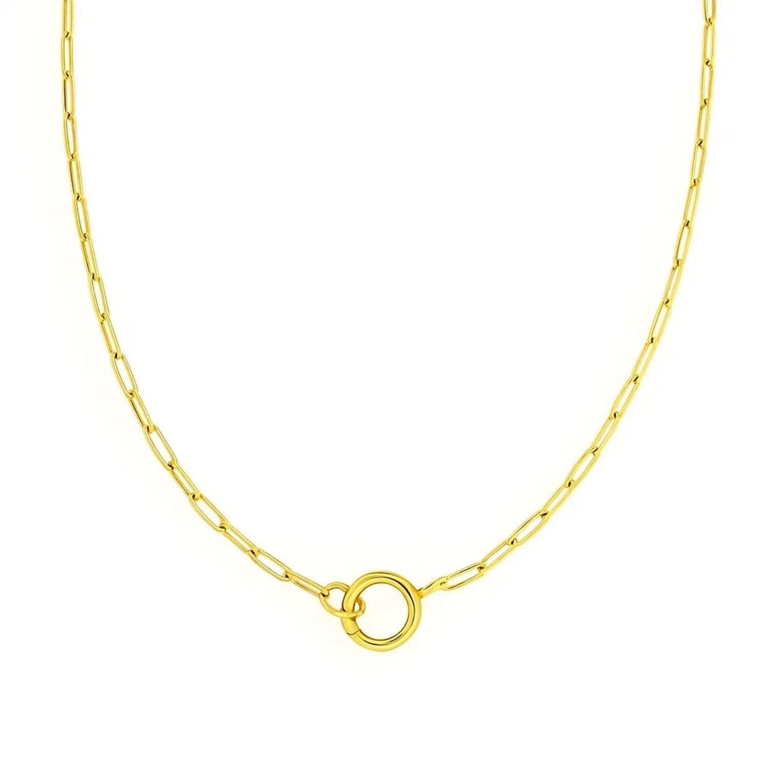14k Yellow Gold High Polish The Invisible Paperclip Clasp Necklace thumbnail 5