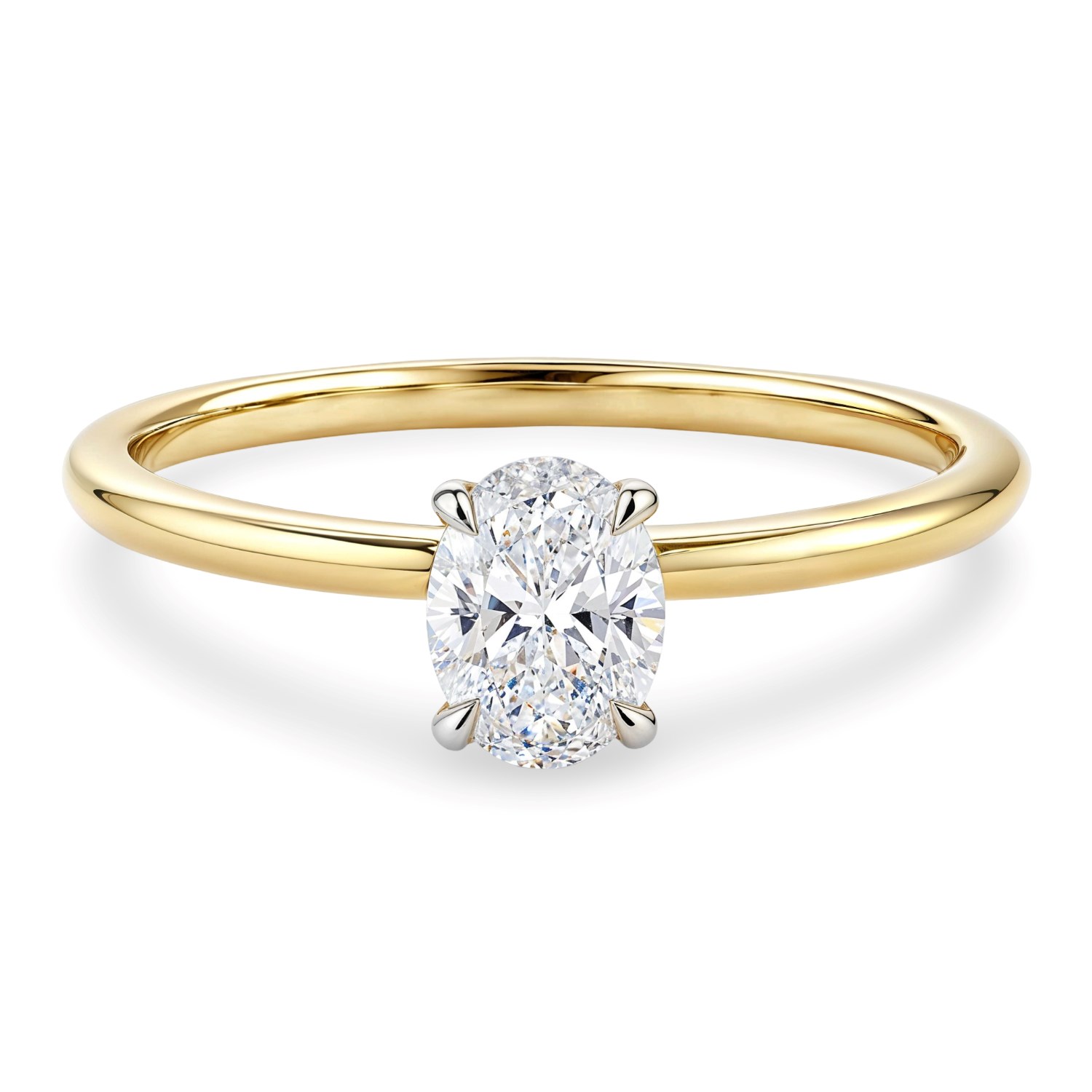 1 Carat Oval Lab Grown IGI G/VS1 Diamond Solitaire Ring in 14K Yellow Gold thumbnail 4