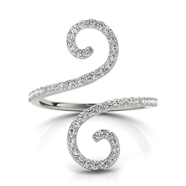 14k White Gold Diamond Open Flourish Style Ring (1/2 cttw) thumbnail 2