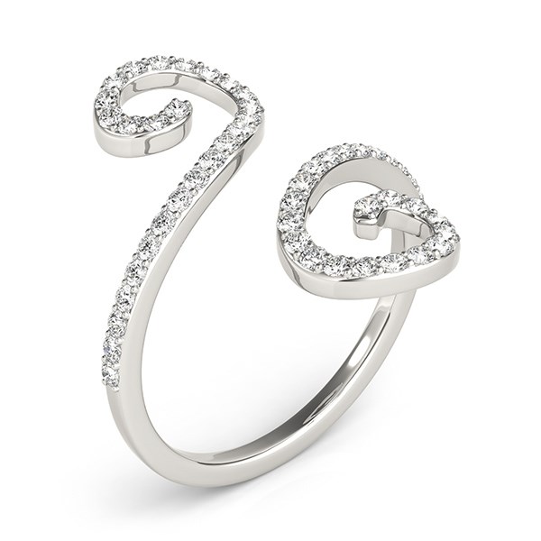 14k White Gold Diamond Open Flourish Style Ring (1/2 cttw) thumbnail 3