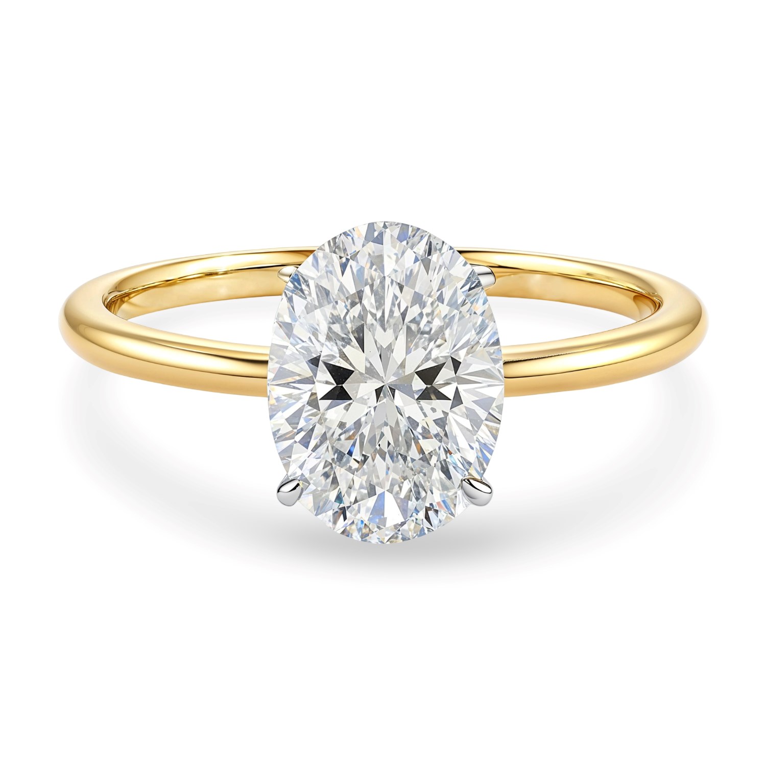 2 Carat Oval Lab Grown IGI G/VS1 Diamond Solitaire Ring in 14K Yellow Gold thumbnail 4