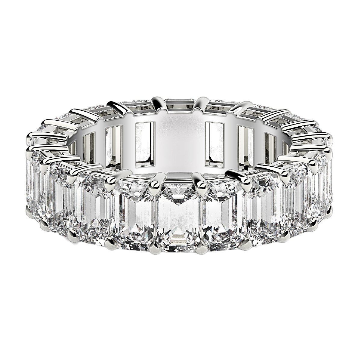 Emerald Cut Lab Grown Diamond Eternity Ring in 14k White Gold (7 cttw FG/VS2) thumbnail 2