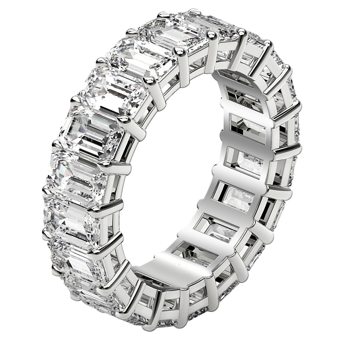 Emerald Cut Lab Grown Diamond Eternity Ring in 14k White Gold (7 cttw FG/VS2) thumbnail 4