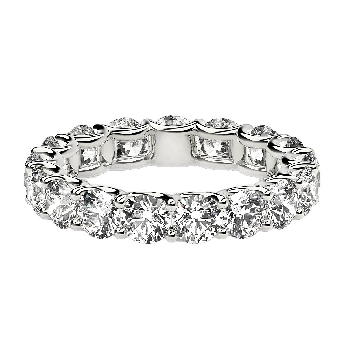 Round Cut Lab Grown Diamond Eternity Ring in 14k White Gold (3 cttw FG/VS2) thumbnail 2