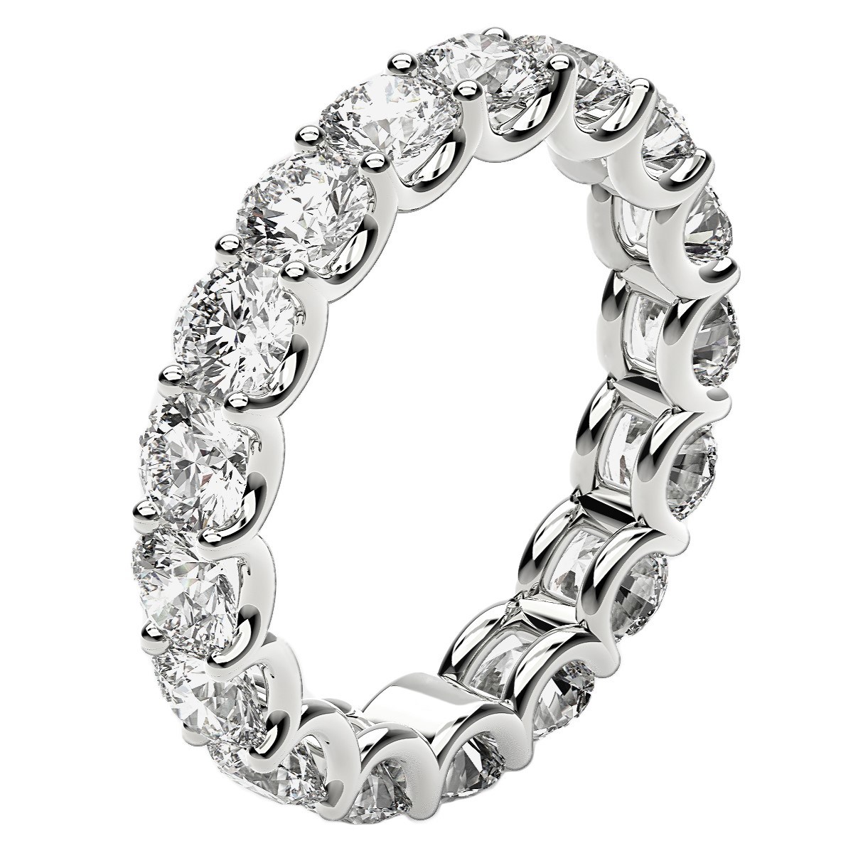 Round Cut Lab Grown Diamond Eternity Ring in 14k White Gold (3 cttw FG/VS2) thumbnail 4