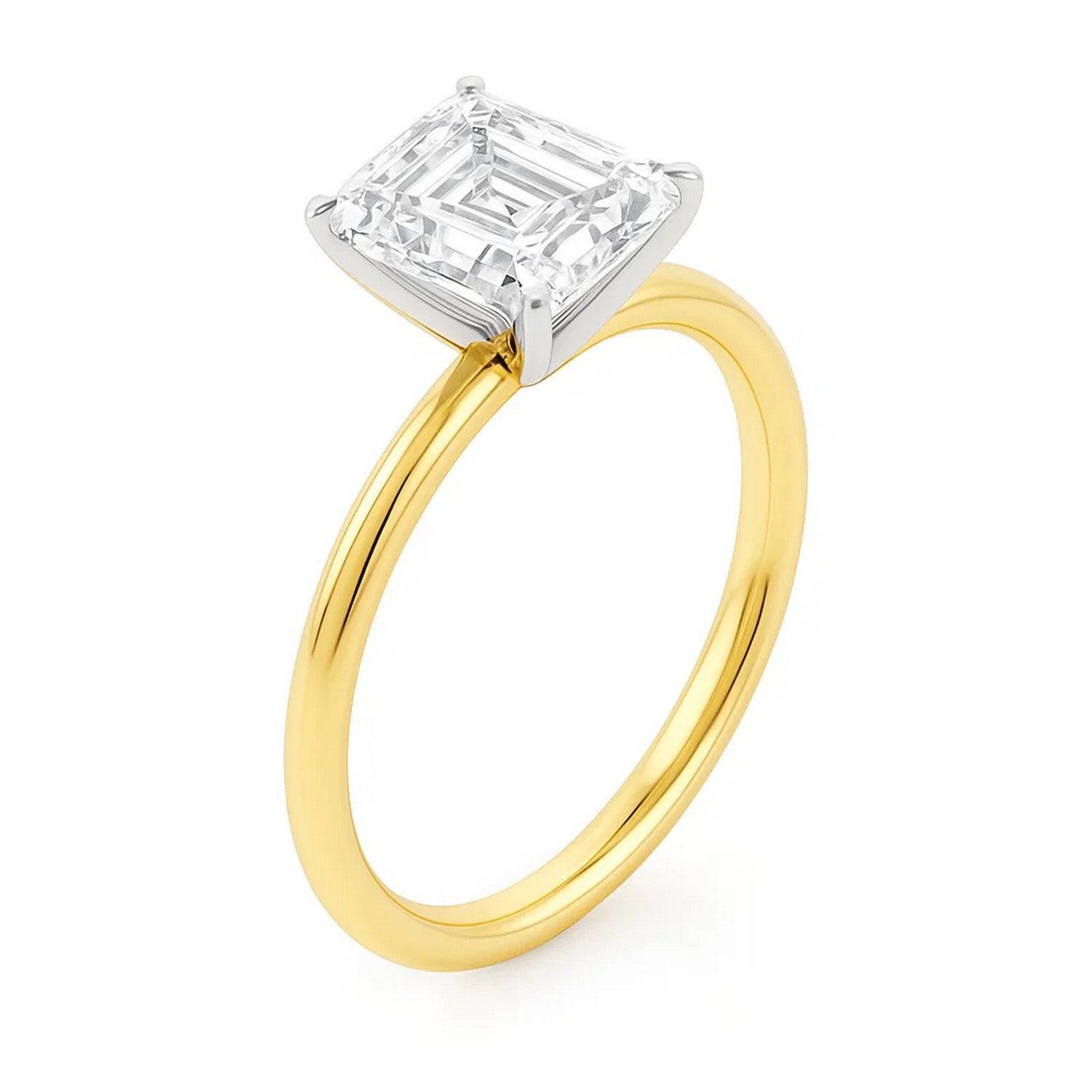 5 Carat Emerald Lab Grown IGI G/VS1 Diamond Solitaire Ring in 14K Yellow Gold thumbnail 3