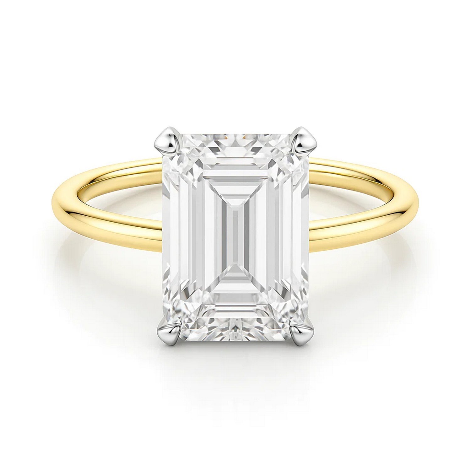 5 Carat Emerald Lab Grown IGI G/VS1 Diamond Solitaire Ring in 14K Yellow Gold thumbnail 4
