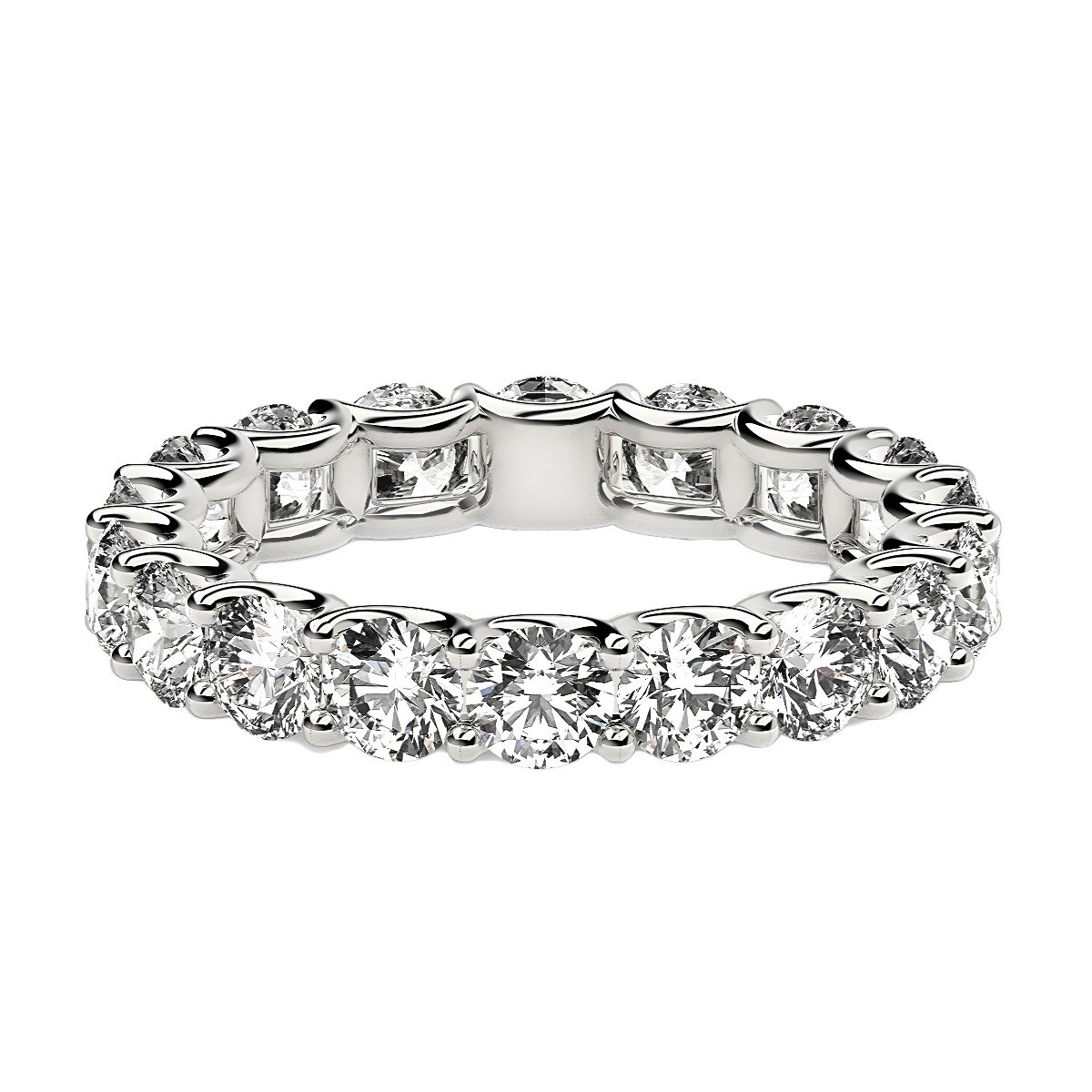 Round Cut Lab Grown Diamond Eternity Ring in 14k White Gold (2 cttw FG/VS2) thumbnail 2