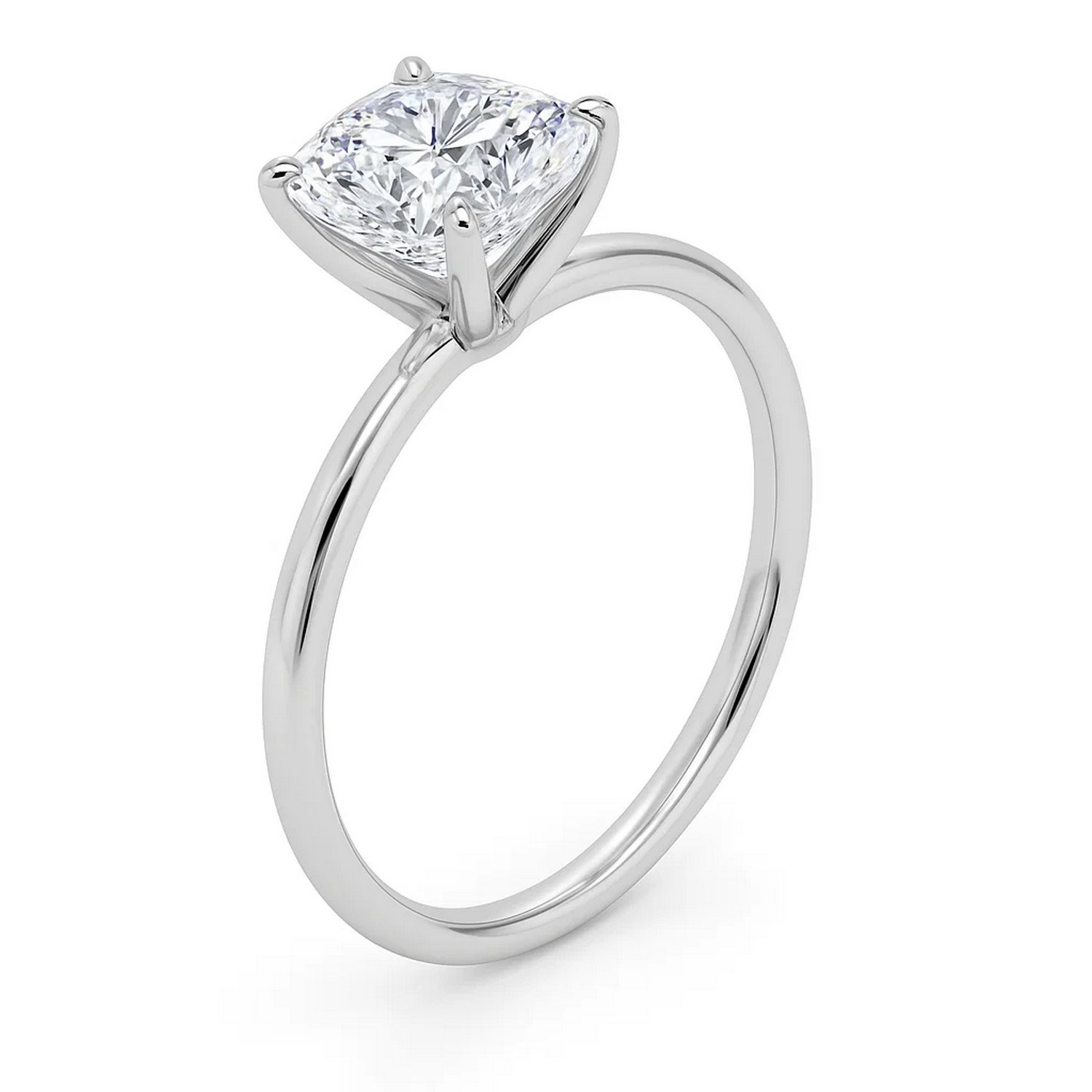 2 Carat Cushion Lab Grown IGI G/VS1 Diamond Solitaire Ring in 14K White Gold thumbnail 3