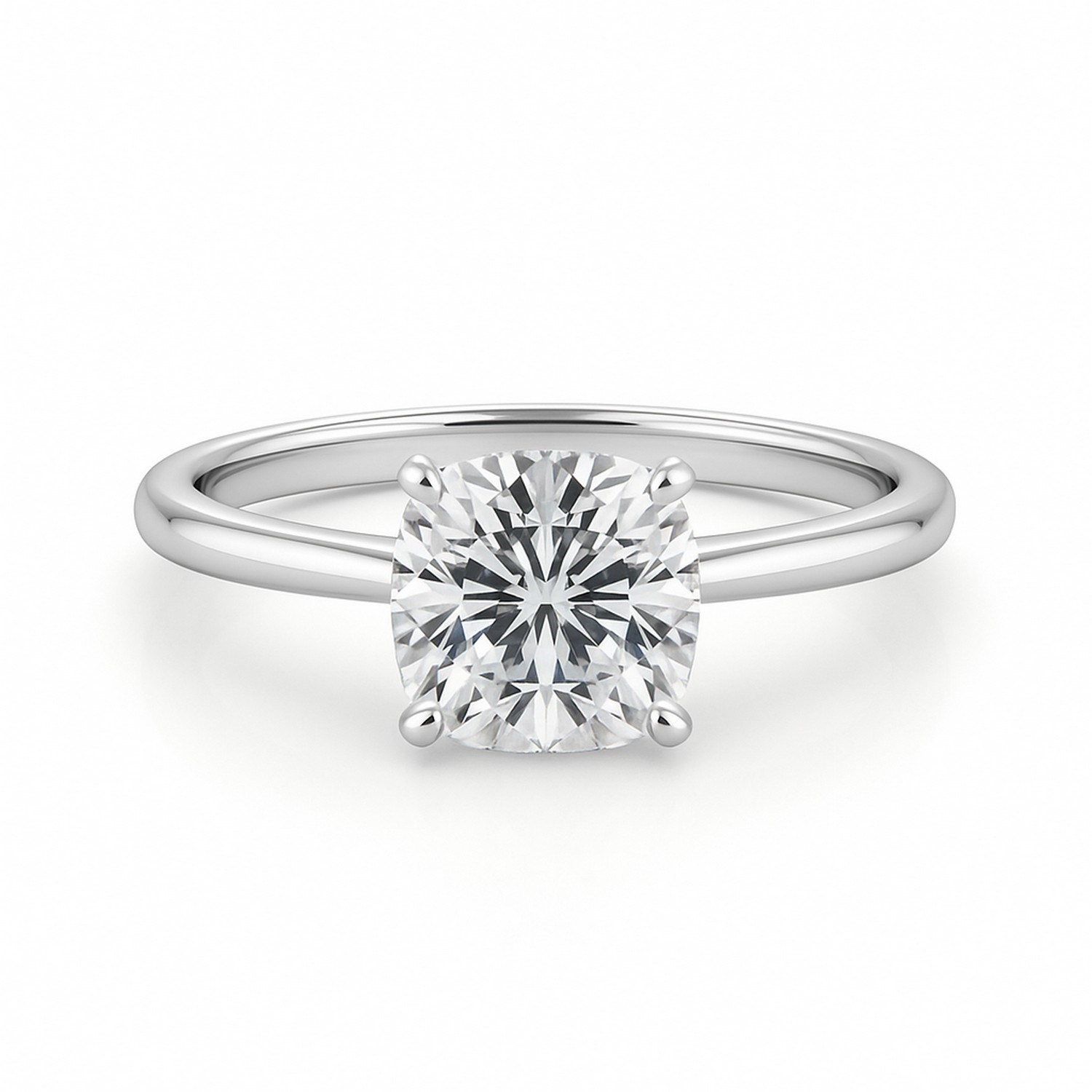 2 Carat Cushion Lab Grown IGI G/VS1 Diamond Solitaire Ring in 14K White Gold thumbnail 4