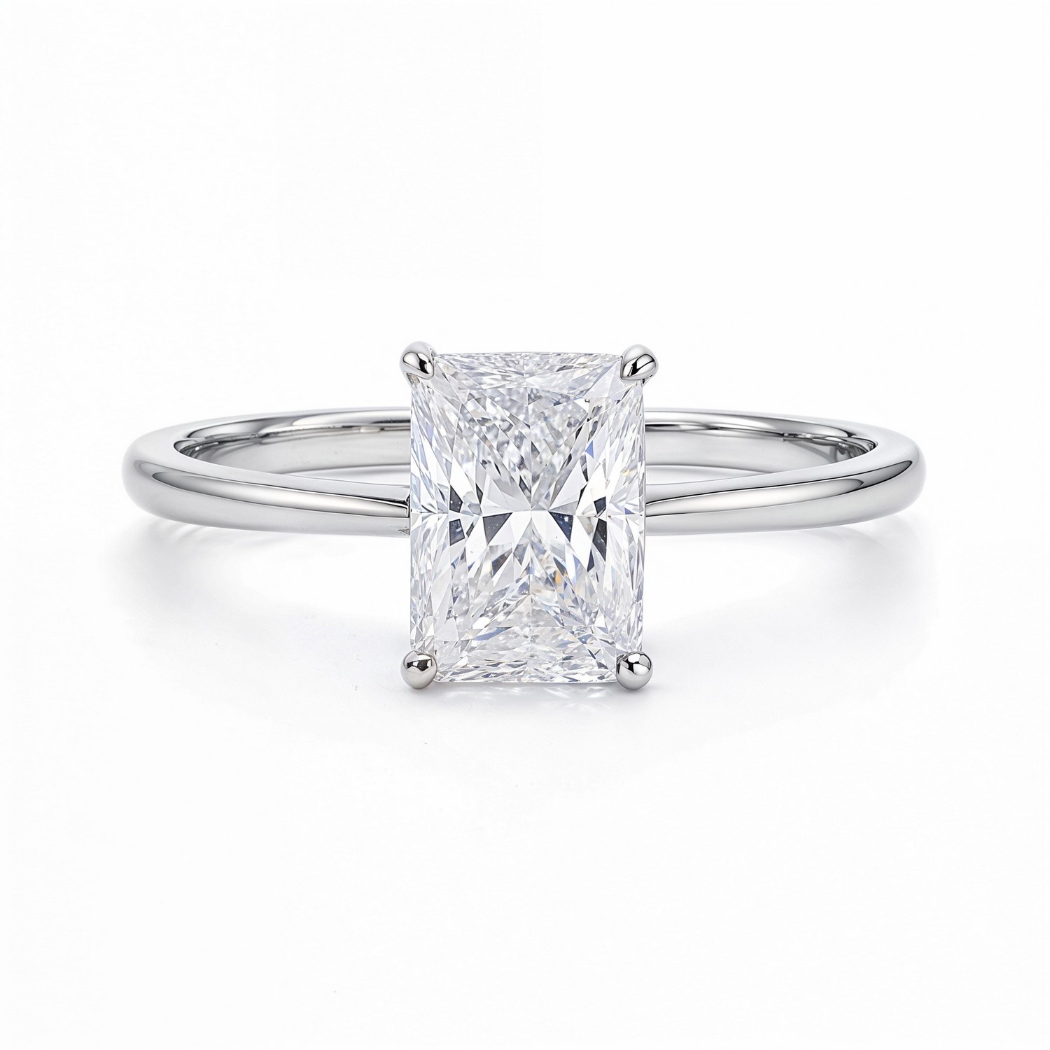 2 Carat Radiant Lab Grown IGI G/VS1 Diamond Solitaire Ring in 14K White Gold thumbnail 4
