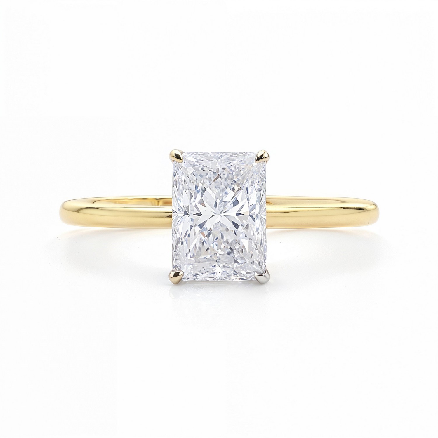 2 Carat Radiant Lab Grown IGI G/VS1 Diamond Solitaire Ring in 14K Yellow Gold thumbnail 4
