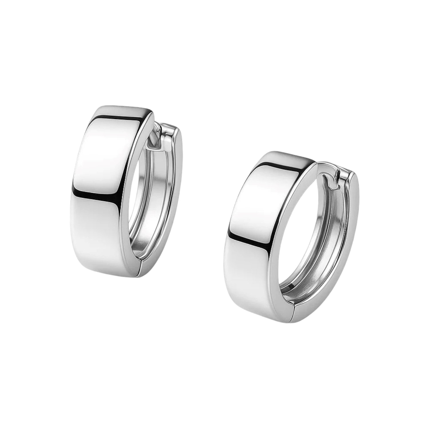 10k White Gold Snuggable Hoop Earrings thumbnail 2