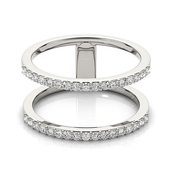 14k White Gold Dual Band Design Ring with Diamonds (1/3 cttw) thumbnail 2