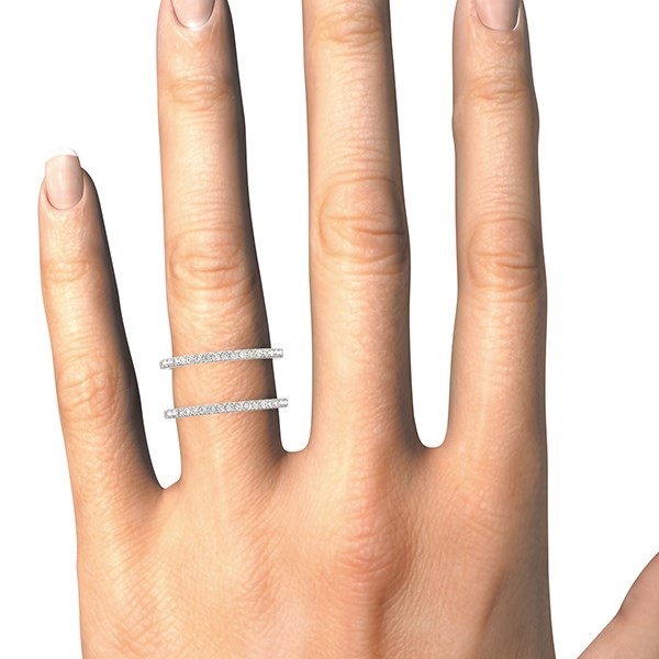 14k White Gold Dual Band Design Ring with Diamonds (1/3 cttw) thumbnail 4