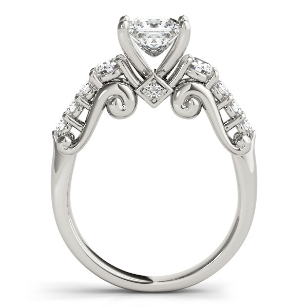 14k White Gold 3 Stone Antique Design Diamond Engagement Ring (1 3/4 cttw) thumbnail 2
