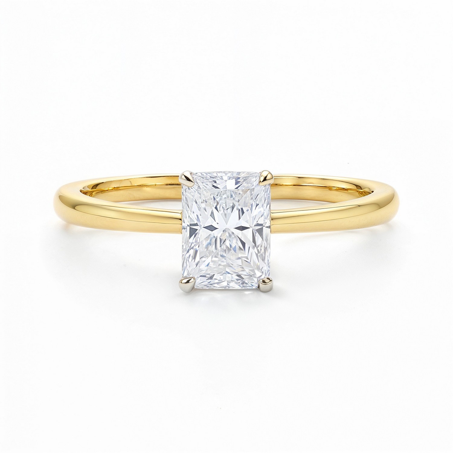 1 Carat Radiant Lab Grown IGI G/VS1 Diamond Solitaire Ring in 10K Yellow Gold thumbnail 3