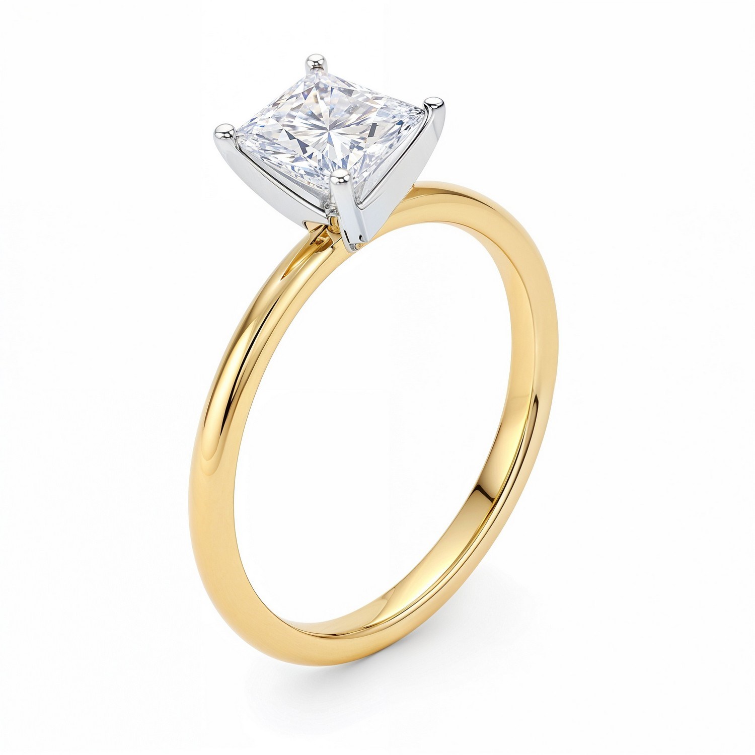 1 Carat Princess Lab Grown IGI G/VS1 Diamond Solitaire Ring in 14K Yellow Gold thumbnail 3
