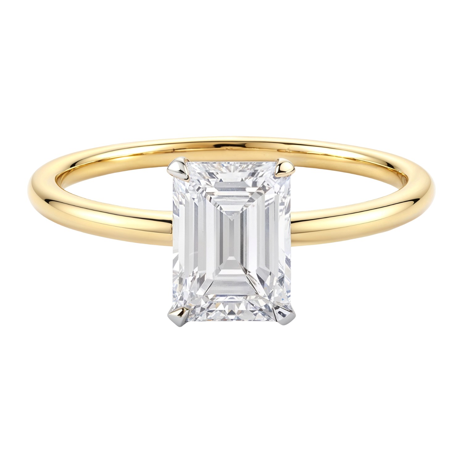 1.50Ct Emerald Lab Grown IGI G/VS1 Diamond Ring in 10K Yellow Gold thumbnail 4