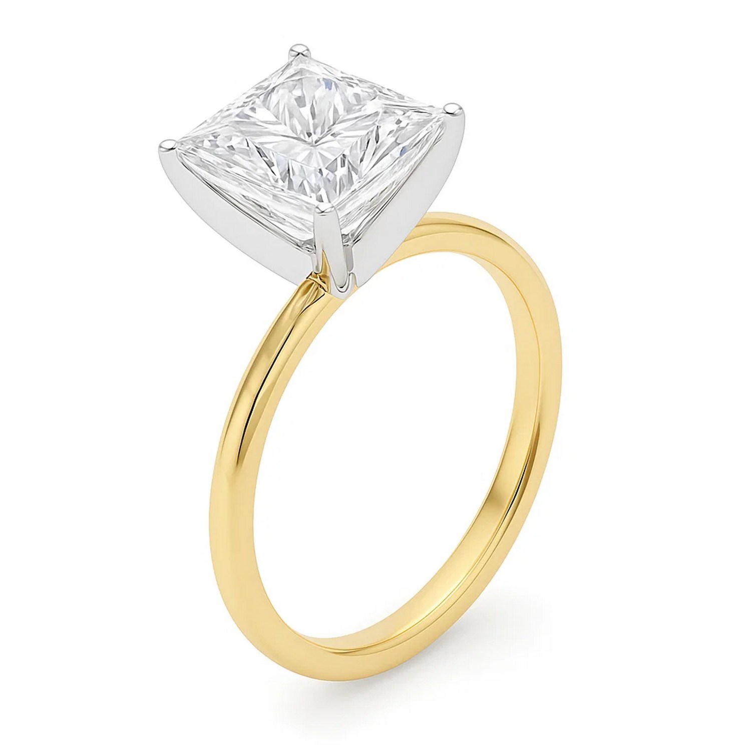 5 Carat Princess Lab Grown IGI G/VS1 Diamond Solitaire Ring in 14K Yellow Gold thumbnail 3