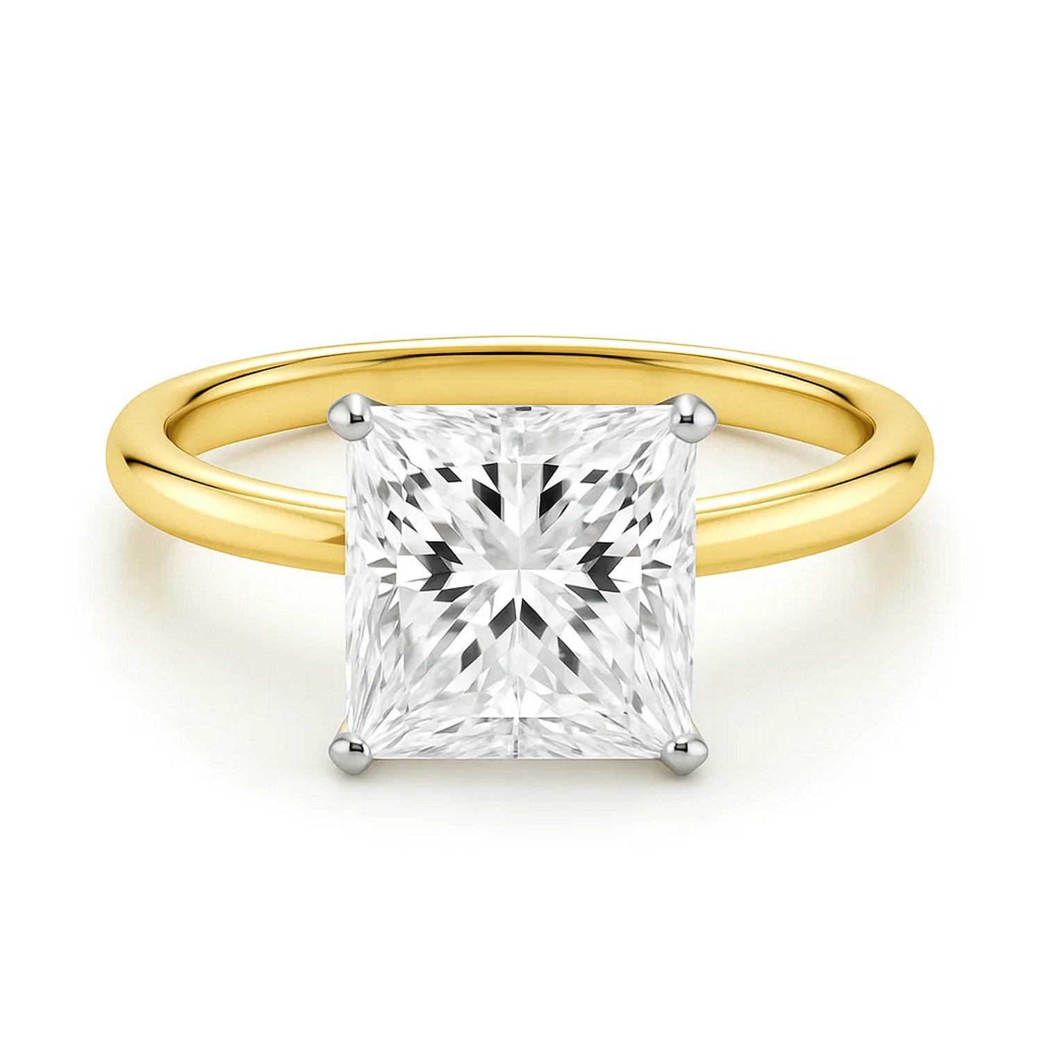 5 Carat Princess Lab Grown IGI G/VS1 Diamond Solitaire Ring in 14K Yellow Gold thumbnail 4