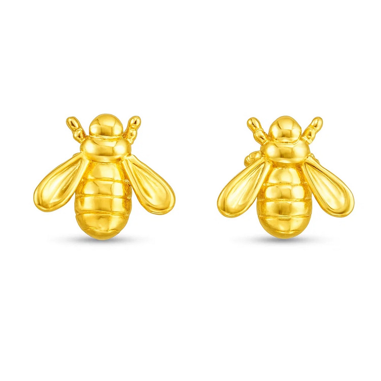 14k Yellow Gold Bee Stud Earrings thumbnail 2