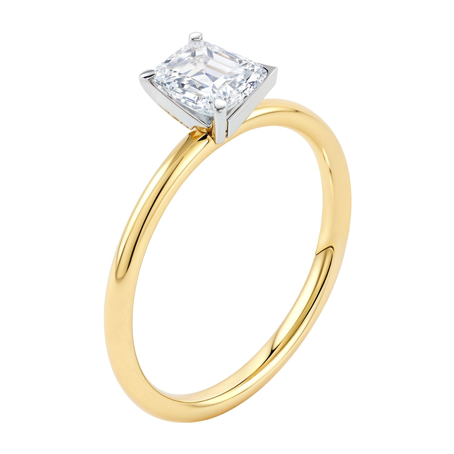 1 Carat Emerald Lab Grown IGI G/VS1 Diamond Solitaire Ring in 10K Yellow Gold thumbnail 3