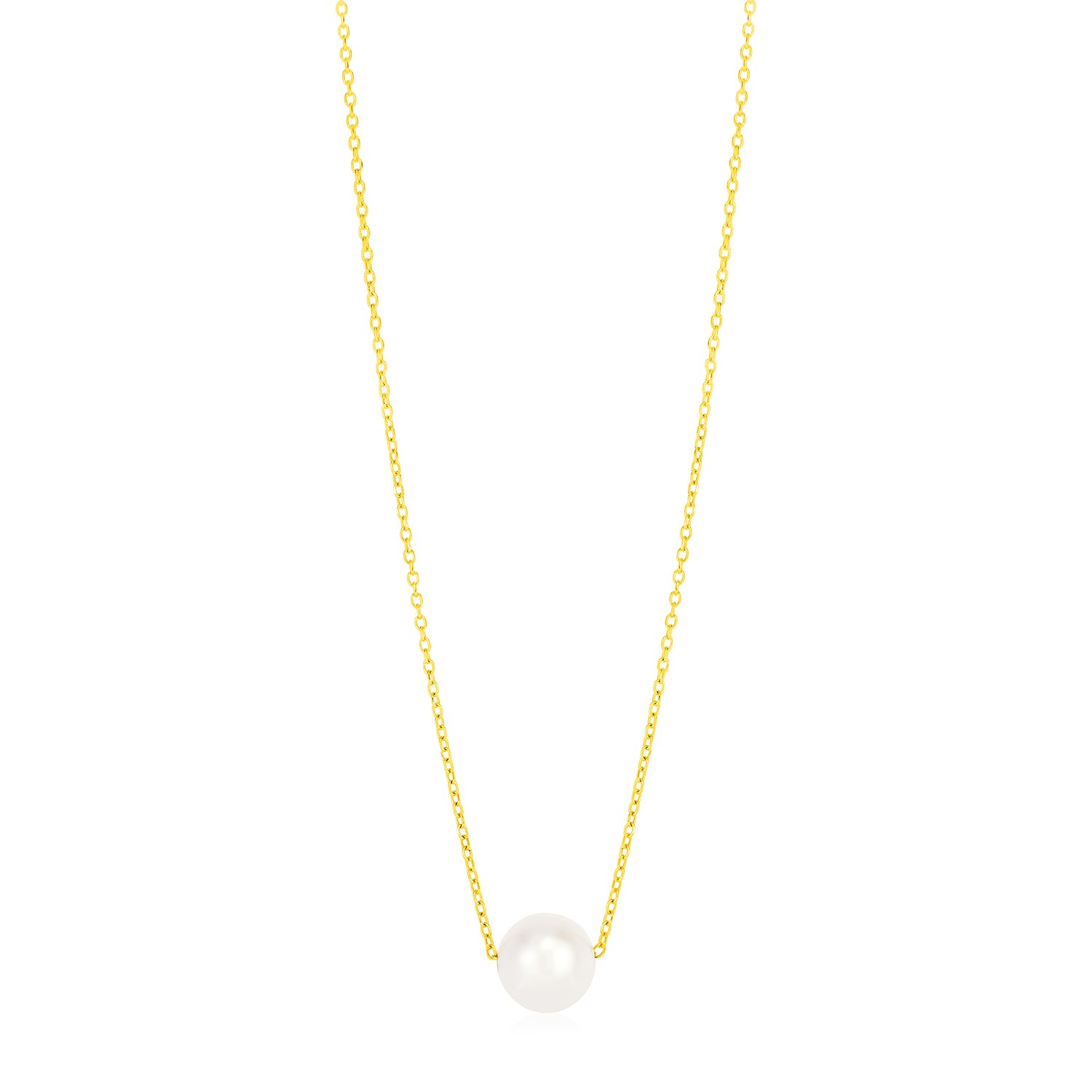 14k Yellow Gold 7mm Pearl Solitaire Necklace