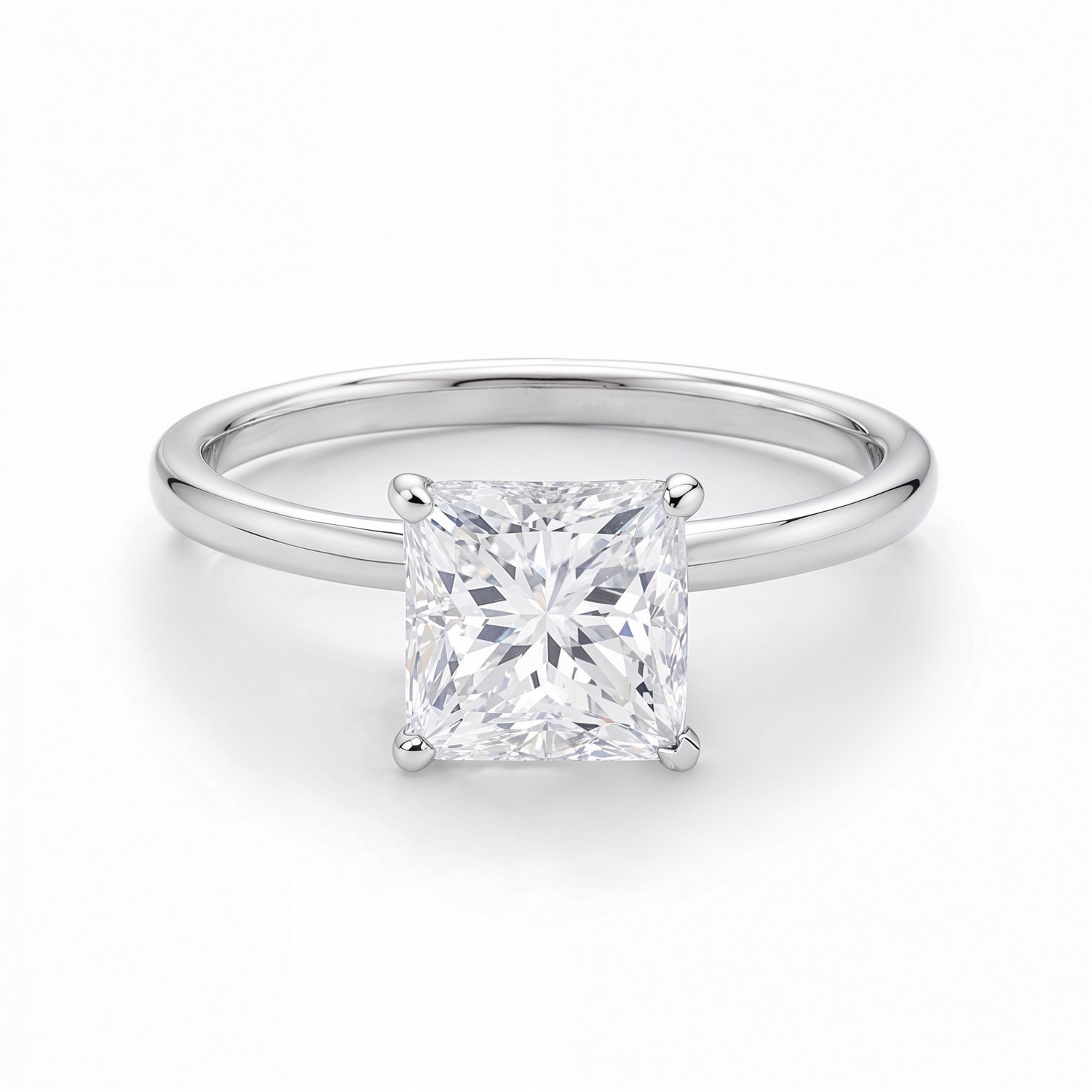 1.50Ct Princess Lab Grown IGI G/VS1 Diamond Ring in 14K White Gold thumbnail 4