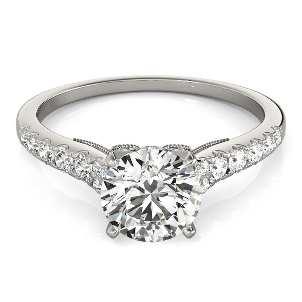 14k White Gold Diamond Engagement Ring With Single Row Band (1 3/4 cttw) thumbnail 2