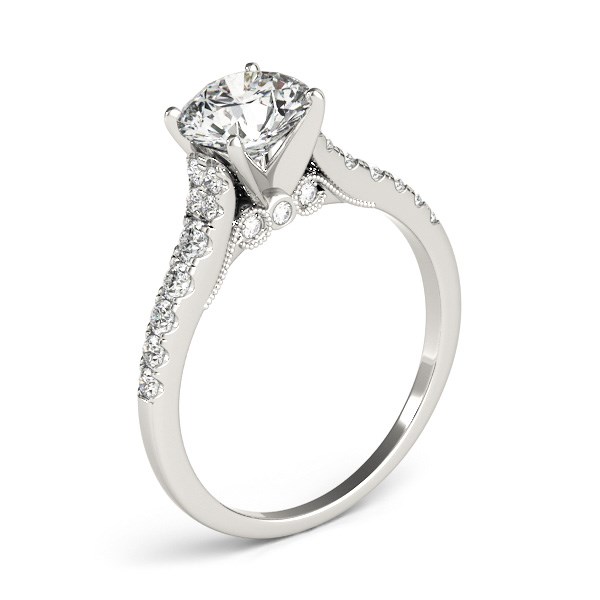 14k White Gold Diamond Engagement Ring With Single Row Band (1 3/4 cttw) thumbnail 3