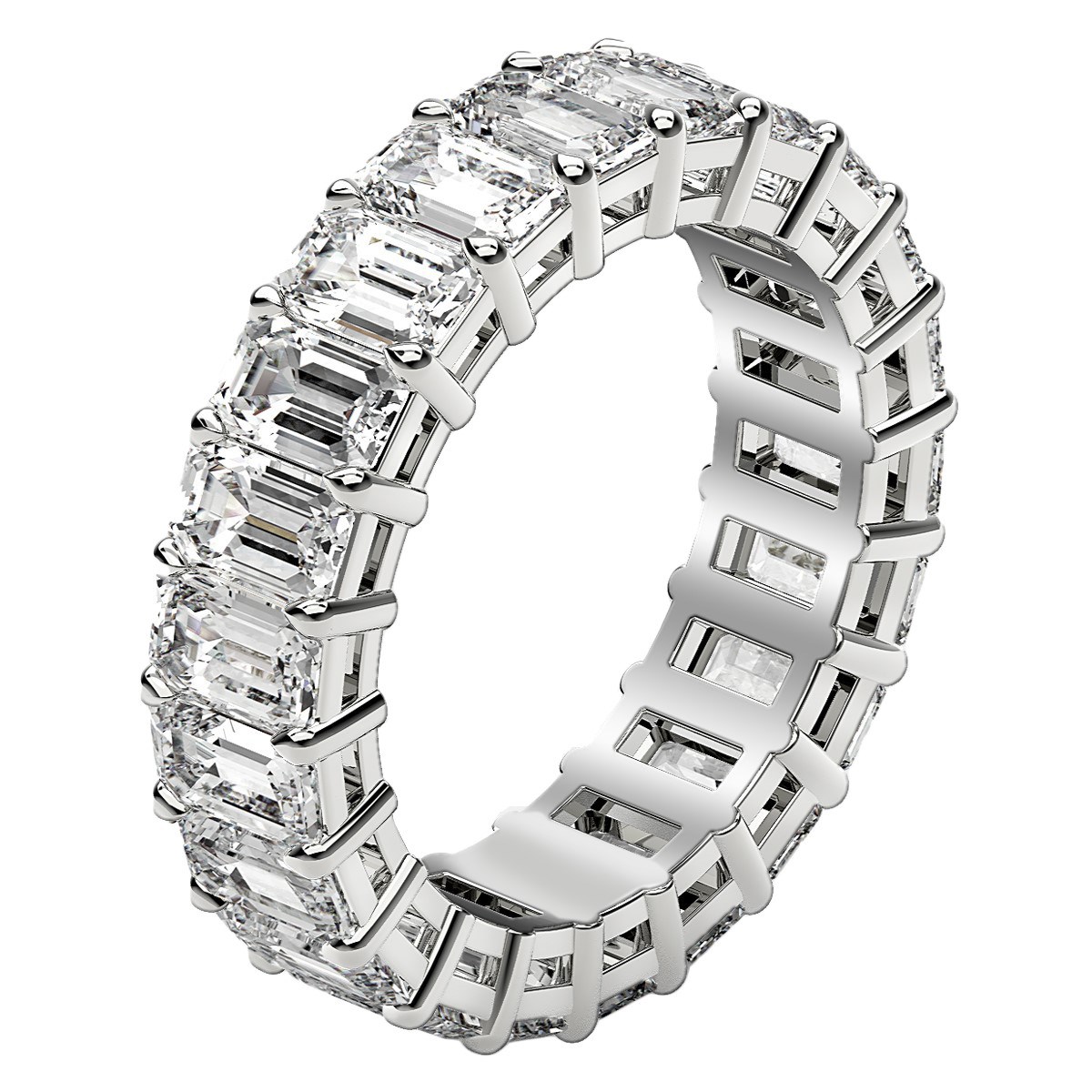 Emerald Cut Lab Grown Diamond Eternity Ring in 14k White Gold (6 cttw FG/VS2) thumbnail 4