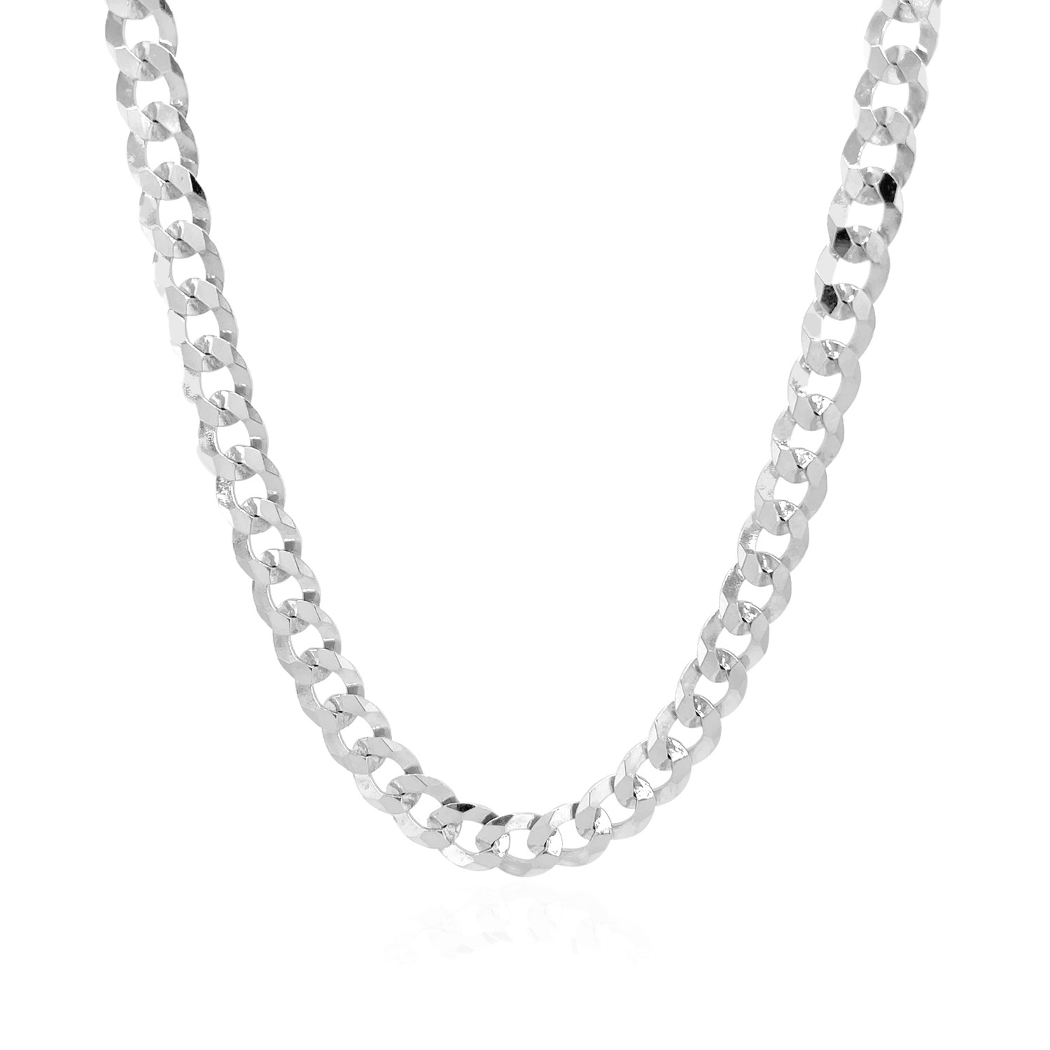 Rhodium Plated Sterling Silver Curb Style Chain (5.50 mm) thumbnail 2