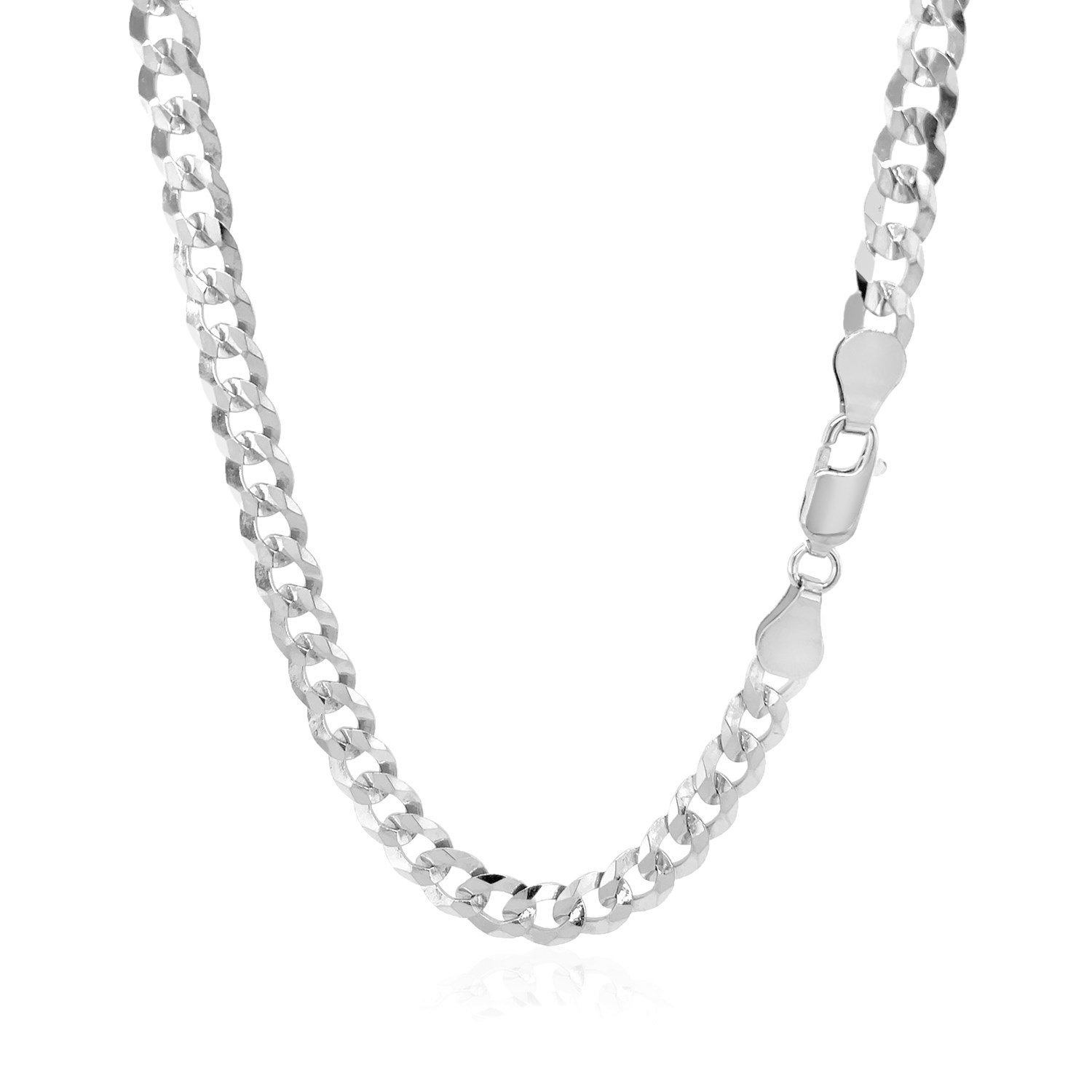 Rhodium Plated Sterling Silver Curb Style Chain (5.50 mm) thumbnail 3