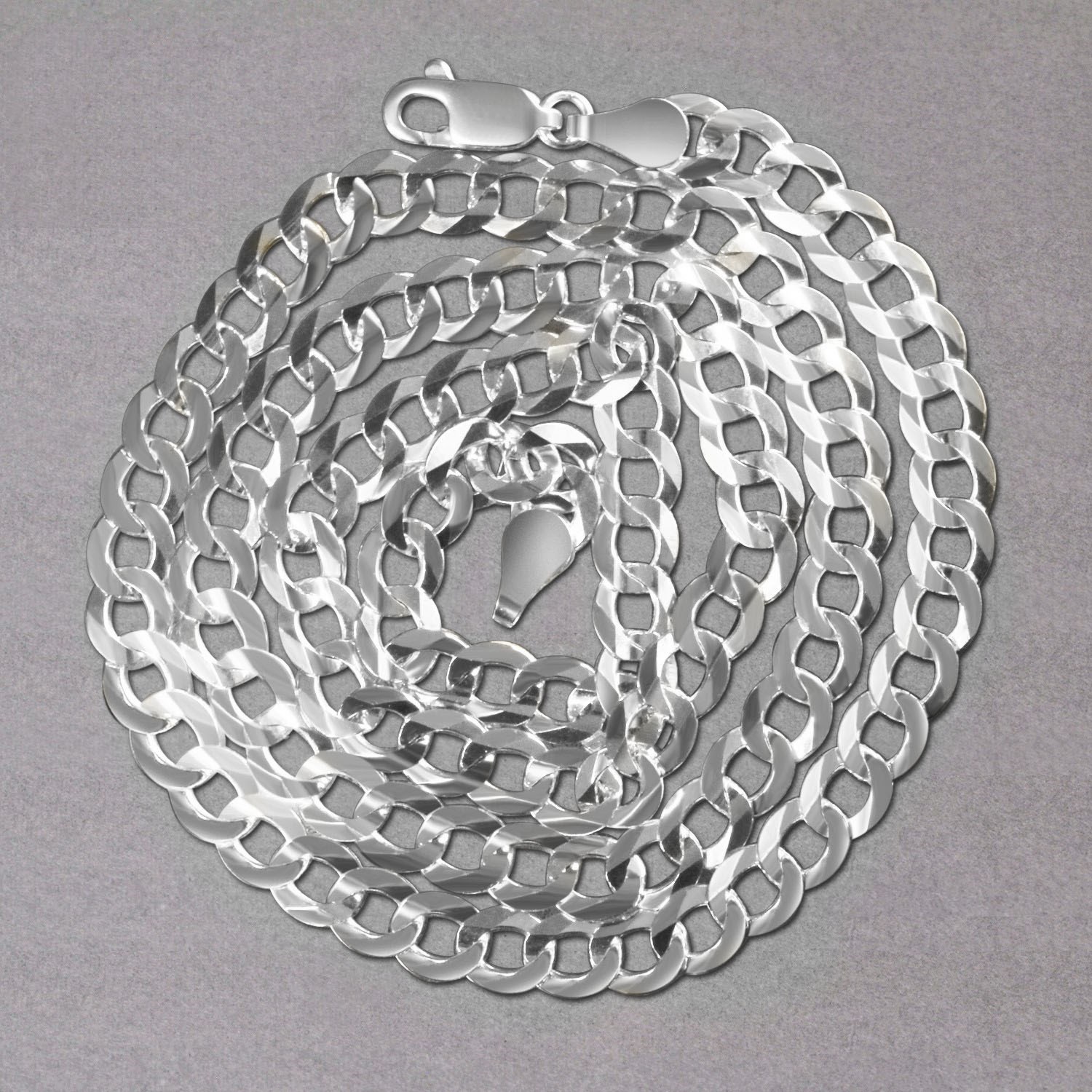 Rhodium Plated Sterling Silver Curb Style Chain (5.50 mm) thumbnail 5